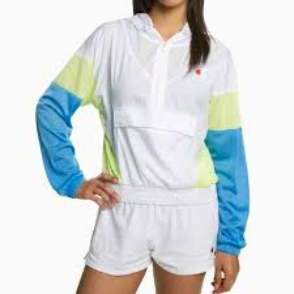Champion Colorblock Nylon Hoodie Anorak Jacket Pullover Medium NEW NWT